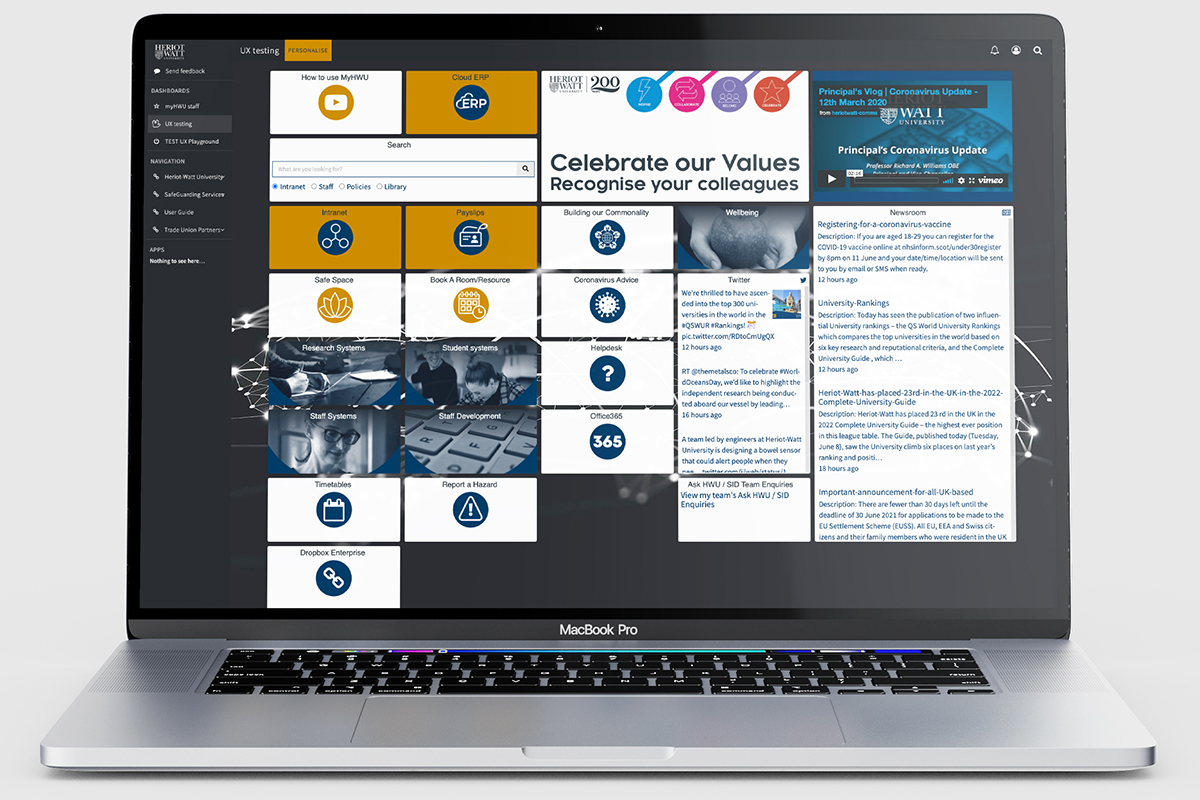 A mock up image of the staff portal on a Mac Book